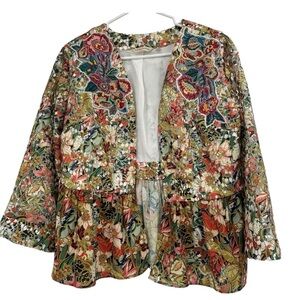 Soft Surroundings Ariege Jacket Beaded & Embroidered Lace Details Size M